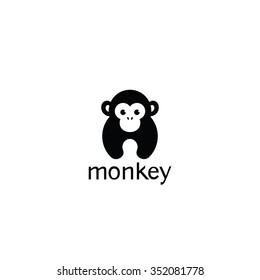 Vector illustration of monkey. Symbol 2016. Simple geometric icon.