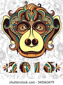 Vector illustration of a monkey, a symbol of New Year 2016