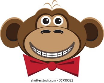 a vector illustration of a monkey wearing a bow tie