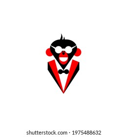 Vector illustration of a monkey wearing glasses and a coat, great for pet logos and icons, pet salons, pet shops.