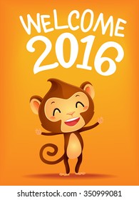 Vector Illustration of Monkey Year 2016