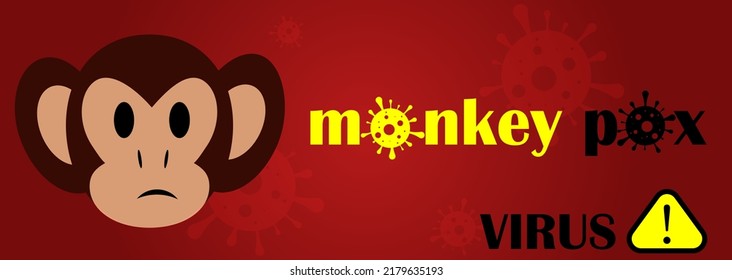 Vector illustration of Monkeypox virus cells outbreak medical banner. Monkeypox virus cells on white sciense background. Monkey pox microbiological vector background, flyer or poster
