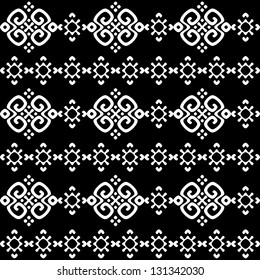 Vector illustration of monochromatic seamless damask pattern