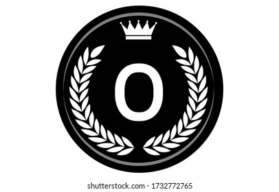 Vector illustration of monochrome alphabet medal, O
