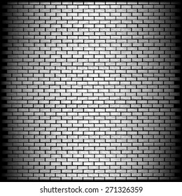 vector illustration monochrome brick wall with shadow on the edge