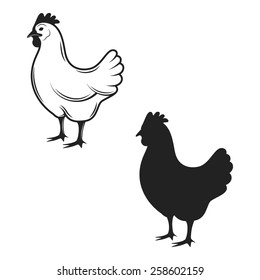 Vector Illustration of a Monochrome Chicken.