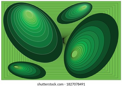 Vector illustration. Monochrome composition of ellipses and rectangles.