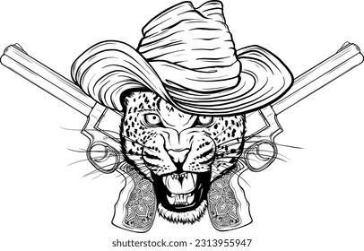 vector illustration of monochrome cowboy leopard design