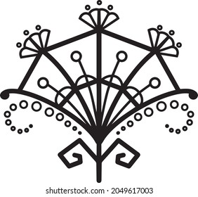 Vector illustration, monochrome drawing, decorative flower on a transparent background, design element