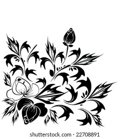 vector illustration of monochrome flower
