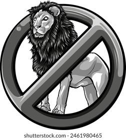 vector illustration of Monochrome forbidden lion symbol