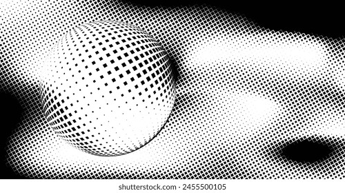 Vector illustration of a monochrome gradient halftone dots background. Abstract grunge dots on a white backdrop.