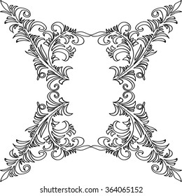 Vector Illustration. Monochrome Hand Drawn Ornament. Suitable for painting