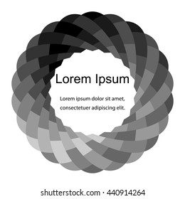 Vector Illustration. Monochrome Intersecting Stripes Twisted in Circle. Template for Visiting Cards, Labels, Fliers, Banners, Badges, Posters, Stickers and Advertising Actions.Abstract Background