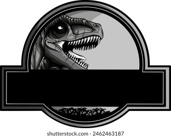 vector illustration of monochrome jurassic logo design