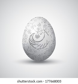 Vector illustration of monochrome painted Eastern egg