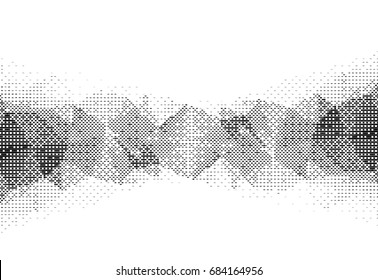 Vector Illustration Of Monochrome Particle Pattern Moving Shape For Big Data Visualization. Futuristic Infographic On White Background