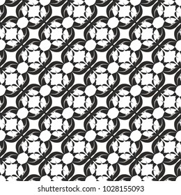 vector illustration of monochrome pattern with seamless black ornament