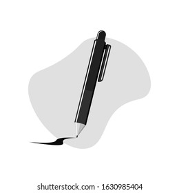 Vector illustration of a monochrome pen with a white background, Flat vector design