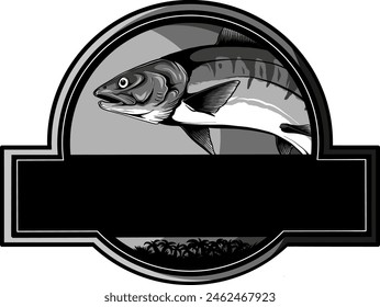vector illustration of Monochrome Salmon fish silhouette logo design