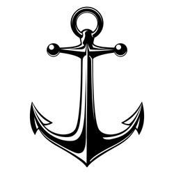 Vector Illustration, Monochrome Sea Anchor Icon Isolated On White Background. Simple Shape For Design Logo, Emblem, Symbol, Sign, Badge, Label, Stamp.