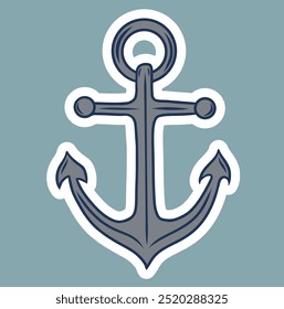Vector illustration, monochrome sea anchor isolated on white background. Simple shape for design logo, emblem, symbol, sign, badge, label, stamp.