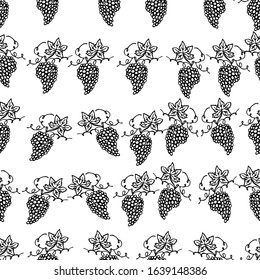 Vector illustration. Monochrome seamless pattern in the form of clusters of grapes. Design of covers, screensavers, textile print.