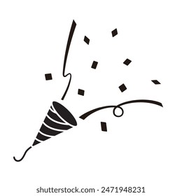 Vector illustration of monochrome silhouette of party popper