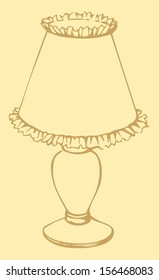 Vector illustration. Monochrome sketch of a table lamp