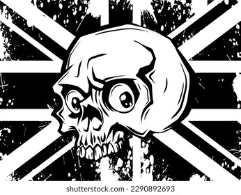 vector illustration of monochrome skull on white background