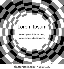 Vector Illustration. Monochrome Spirals of the Rectangles.Template for Fliers, Banners, Badges, Posters, Stickers and Advertising Actions. Abstract Background.