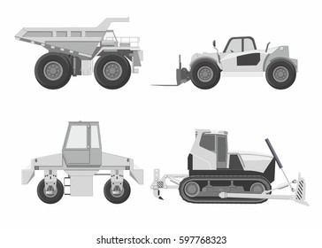 Vector illustration of monochrome vehicles