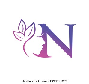 A Vector Illustration of Monogram Beauty Logo Initial Letter N