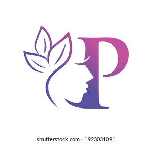 A Vector Illustration of Monogram Beauty Logo Initial Letter P