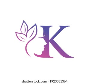 A Vector Illustration of Monogram Beauty Logo Initial Letter K