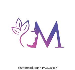 A Vector Illustration of Monogram Beauty Logo Initial Letter M