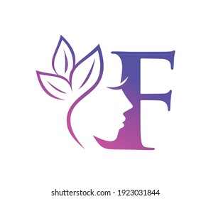 A Vector Illustration of Monogram Beauty Logo Initial Letter F