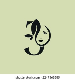 Vector Illustration of Monogram Beauty logo letter J