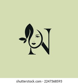 Vector Illustration of Monogram Beauty logo letter N