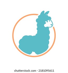 vector illustration of a monogram of a blue lama in a circle