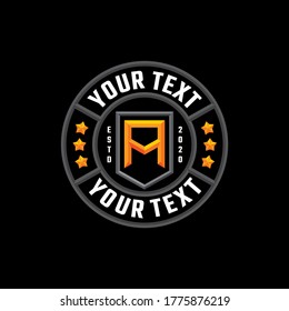 Vector illustration, monogram emblem of circle with letter A inside and 3D effect. Simple logo design of letter. Suitable for hobby, fashion, initial, heraldic.