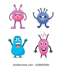 Vector illustration monster alien creature character object isolated on white background.
