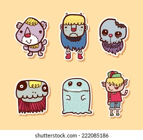 Vector illustration with monster cartoon set