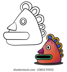 vector illustration of monster coloring page with coloring reference
