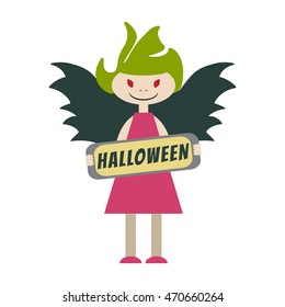 Vector Illustration of monster girl. Flat cartoon element for design. 
