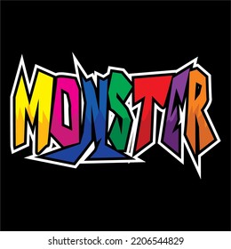 vector illustration with monster inscription, perfect for printing on t-shirts, posters, and more