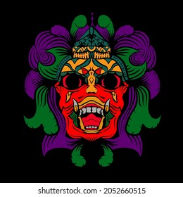 Vector illustration of Monster Mask with black background.