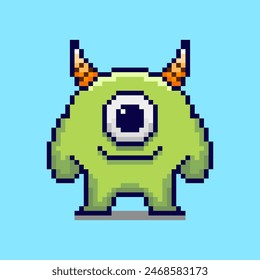 Vector Illustration of Monster with Pixel Art Design, perfect for game assets themed designs