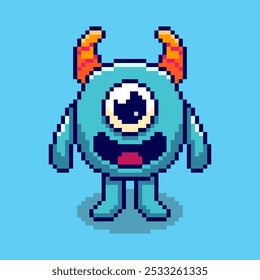 Ilustração vetorial de monstro com design de arte de pixel, perfeito para os recursos do jogo projetos temáticos