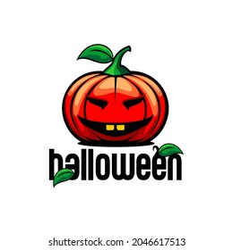vector illustration of monster pumpkin with two teeth